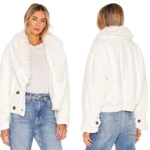 FREE PEOPLE Georgie Oversized Crop Jacket In Ivory Size M